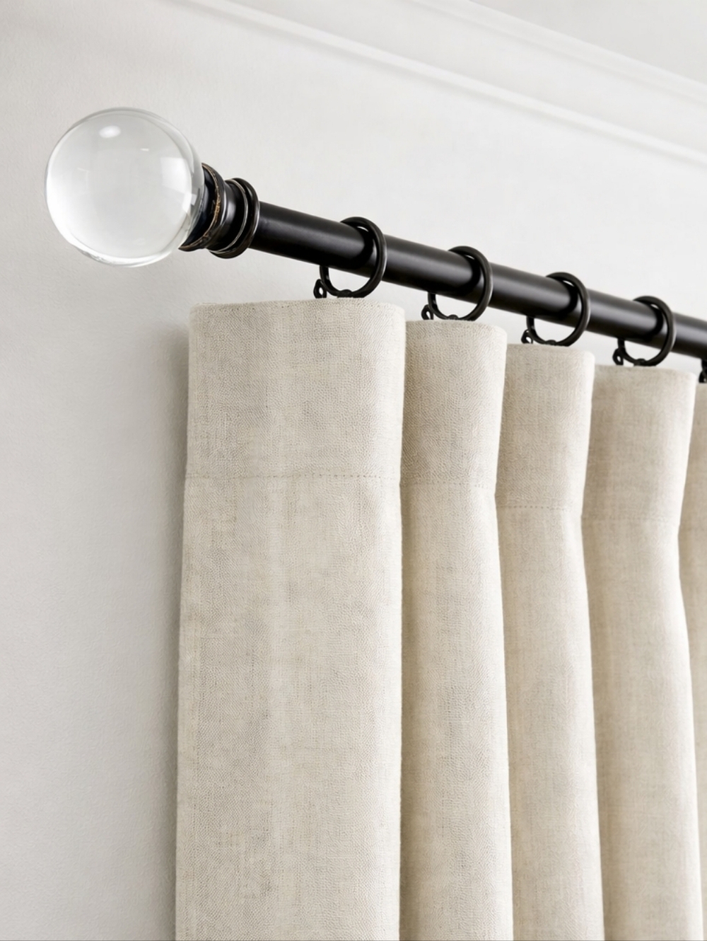 Pottery Barn Glass Ball Curtain Rod Finials Clear Globe Antique Bronze 1/4"